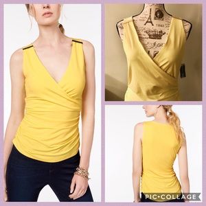 I.N.C. Ruched Hardware-Embellished Top